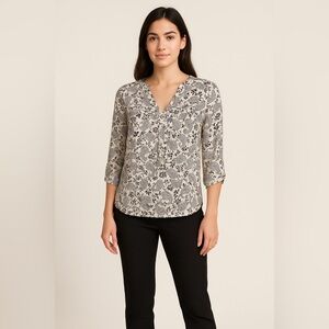 🖤 Lush Black & White Paisley Print Blouse (Size L)